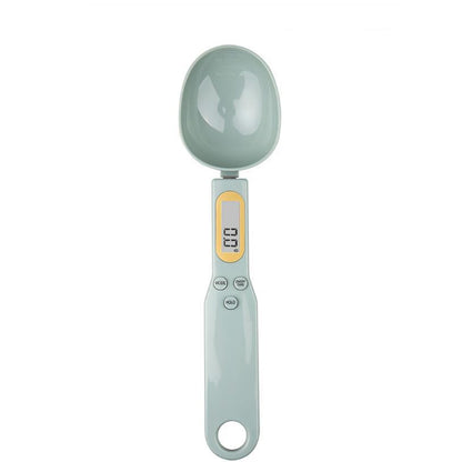 Light olive green digital precision measuring scoop for baking