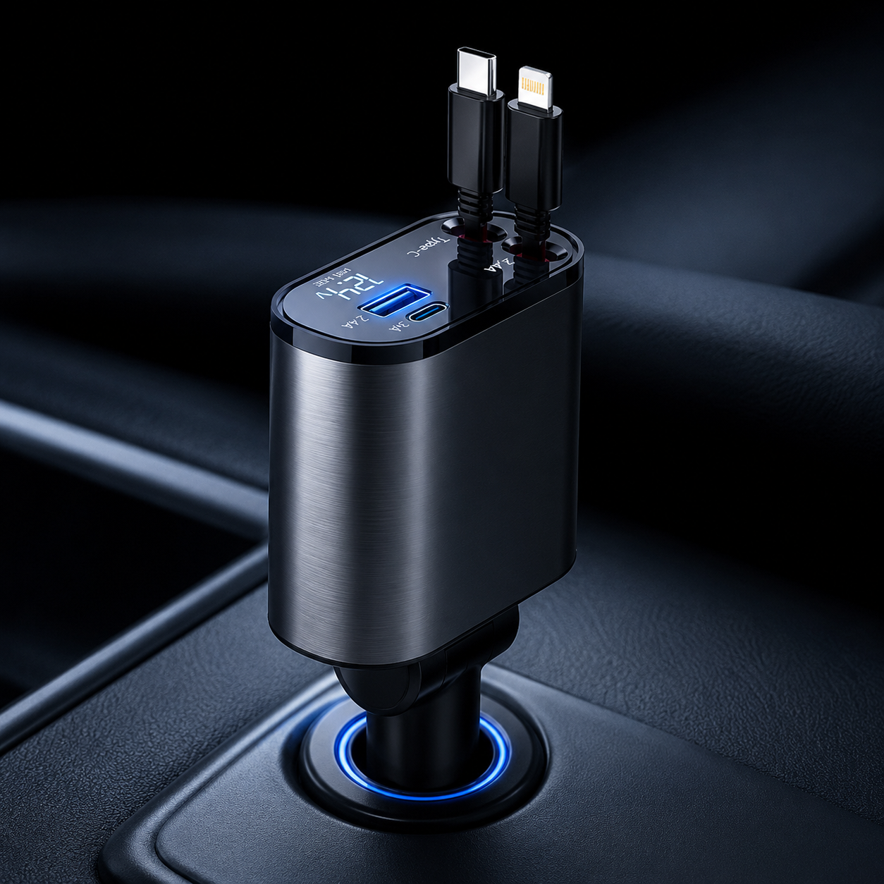 4-in-1 Retractable Fast Car Charger