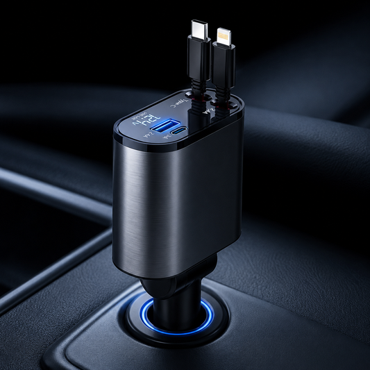 4-in-1 Retractable Fast Car Charger