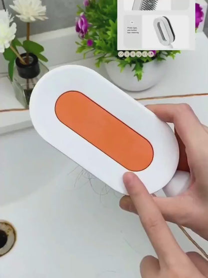 Hair being effortlessly removed from a self cleaning anti static hairbrush