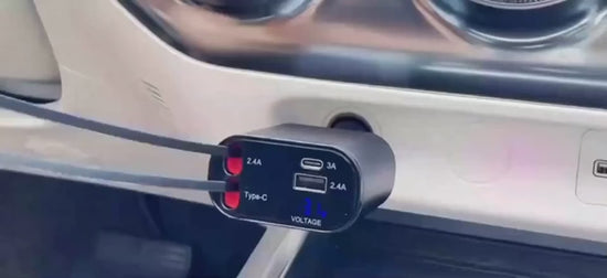 Adjustable swivel head on a fast charging metal car adapter showing flexible angle